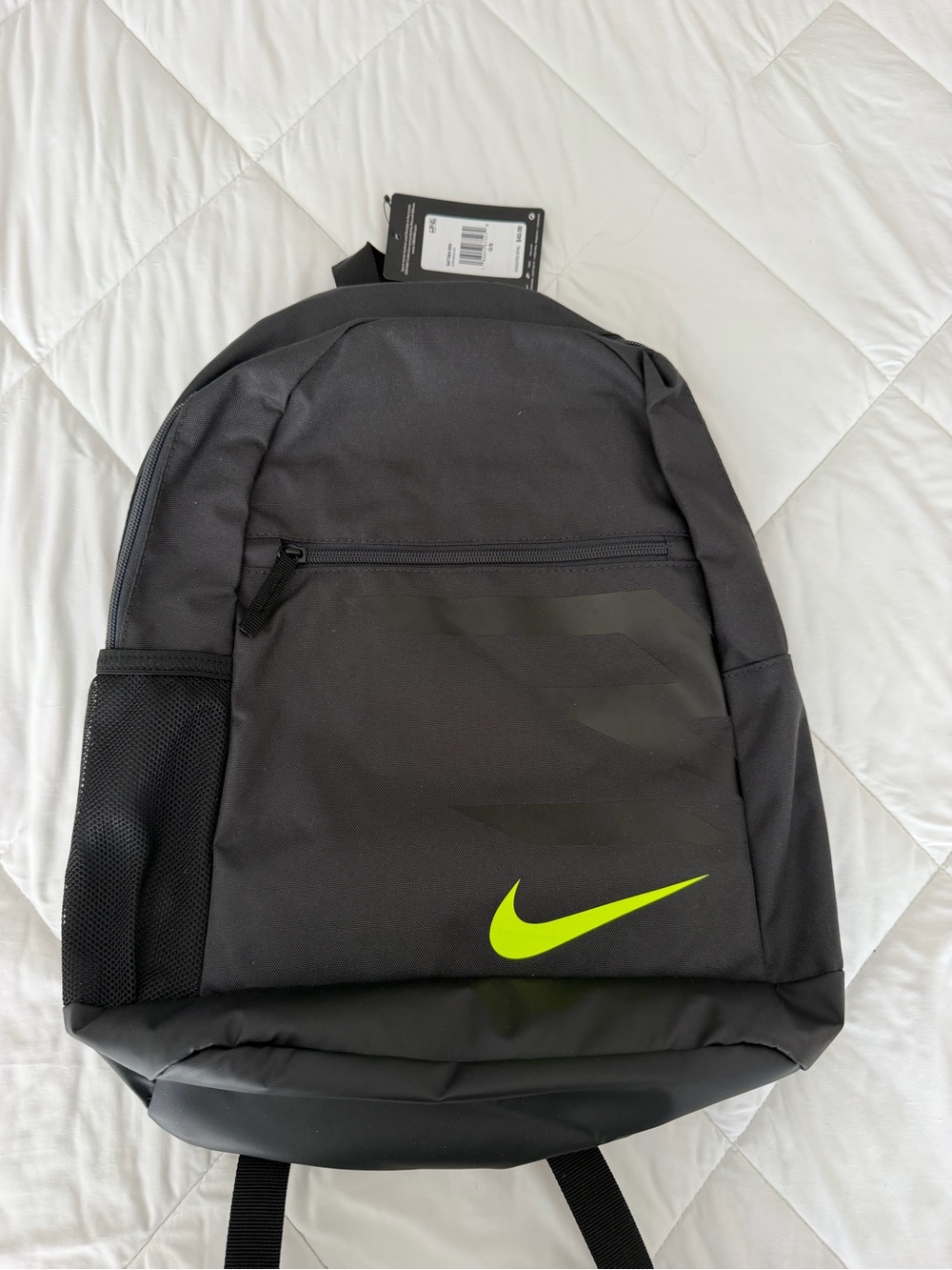Nike Black Backpack with Neon Lime Swoosh